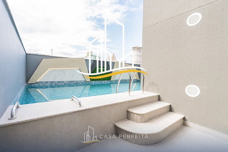 2 suítes com churrasqueira e piscina em Perequê